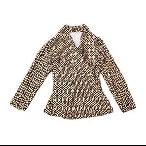 J. McLaughlin Catalina Cloth Top XS Brown Geometric Stretch Long Sleeve
